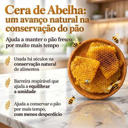 Saco Conservador de Pães — 100% Algodão com Cera de Abelha